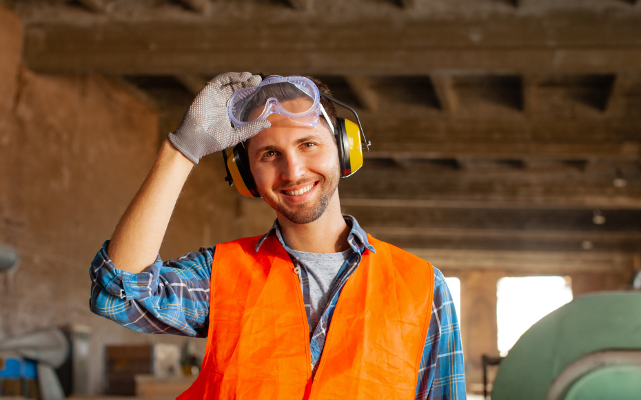 Man with safety goggles